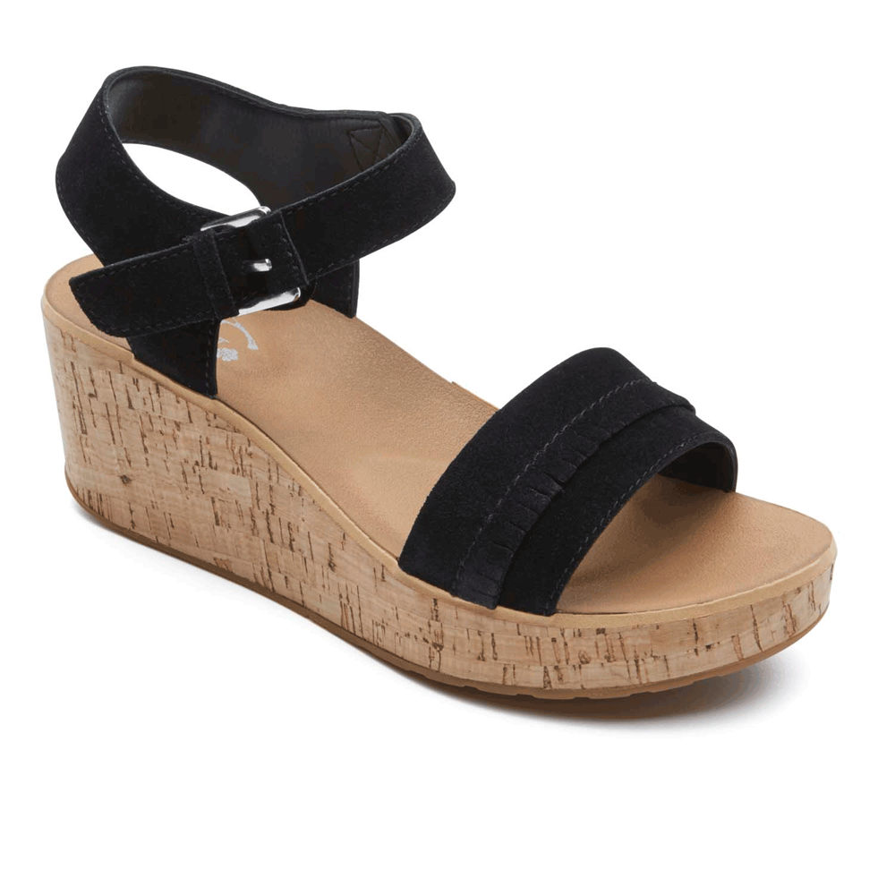 Sandalias Rockport Mujer Mexico - Weekend Casuals Lanea Quarter-Strap Negros - HTQXF4792